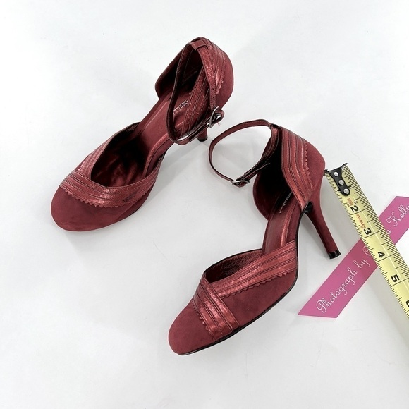 KIMEL  DESIGH STUDIO VERO CUOIO  LADIES SHOES HEELS SIZE 7 Burgundy Suede - Picture 7 of 12